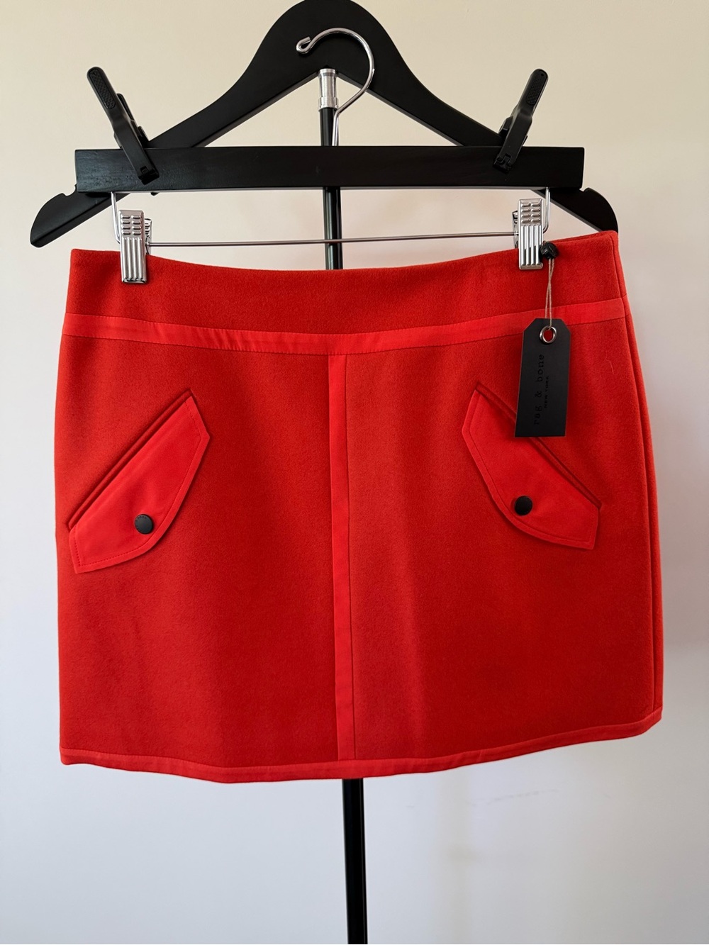 NWT Rag & Bone Orange Wool Skirt with Flap Pockets